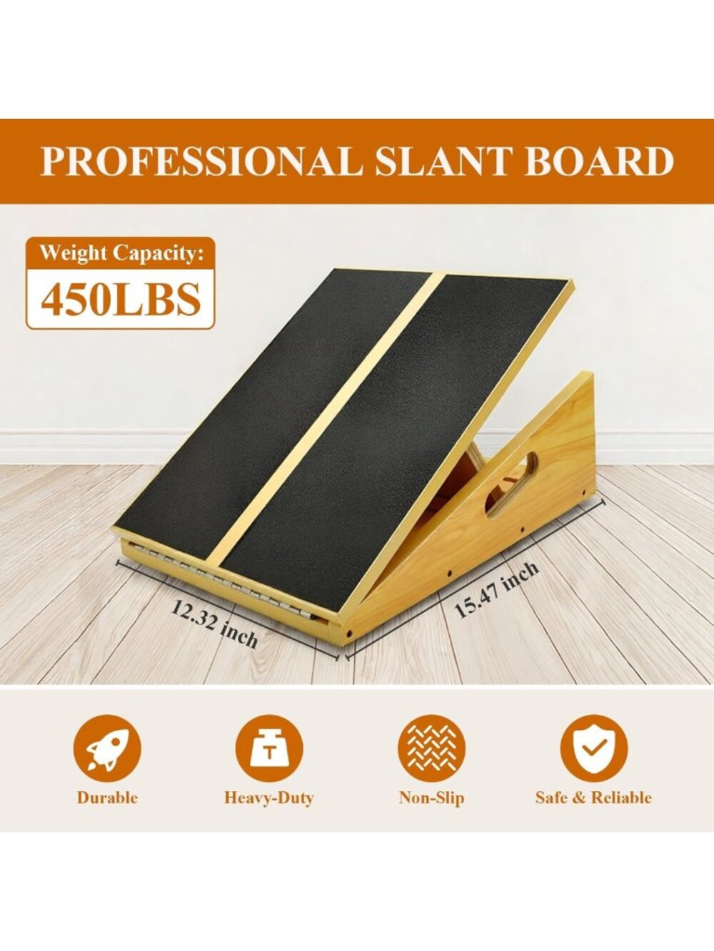 Adjustable Wooden Slant Board for Calf Stretching & Balance, Incline Stretcher - Picture 4 of 7